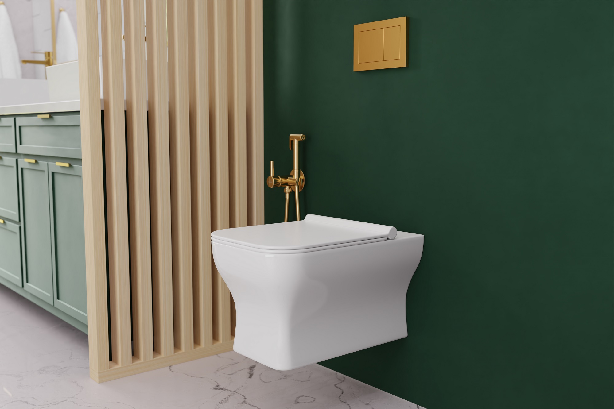 Invena bateria bidetowa z zestawem prysznicowym podtynkowa złota BP-00-B09