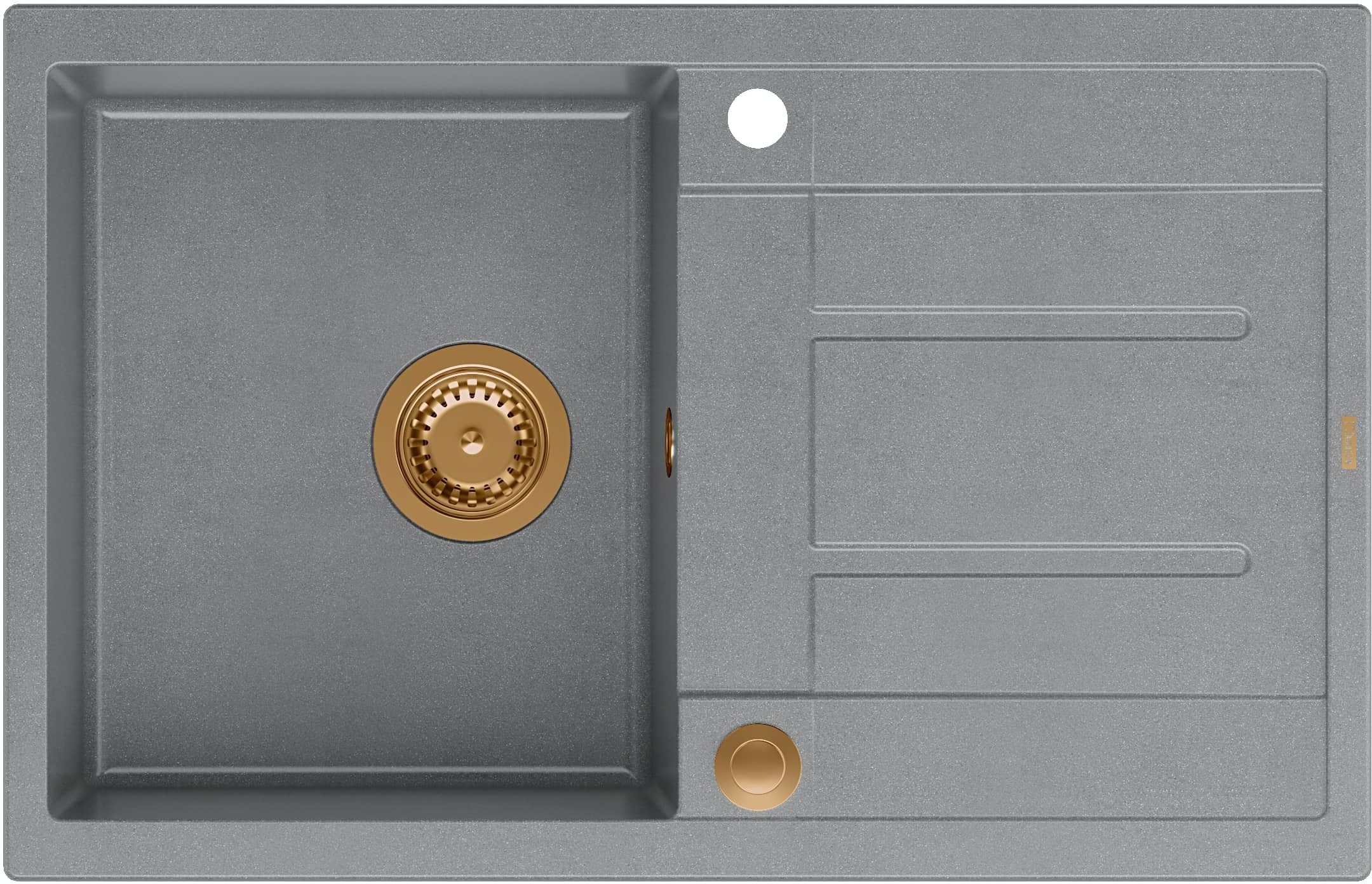 Quadron Morgan 111 zlewozmywak 78x50 cm z GraniteQ wpuszczany silver stone/elementy miedziane HB8203U5-C1_P2O