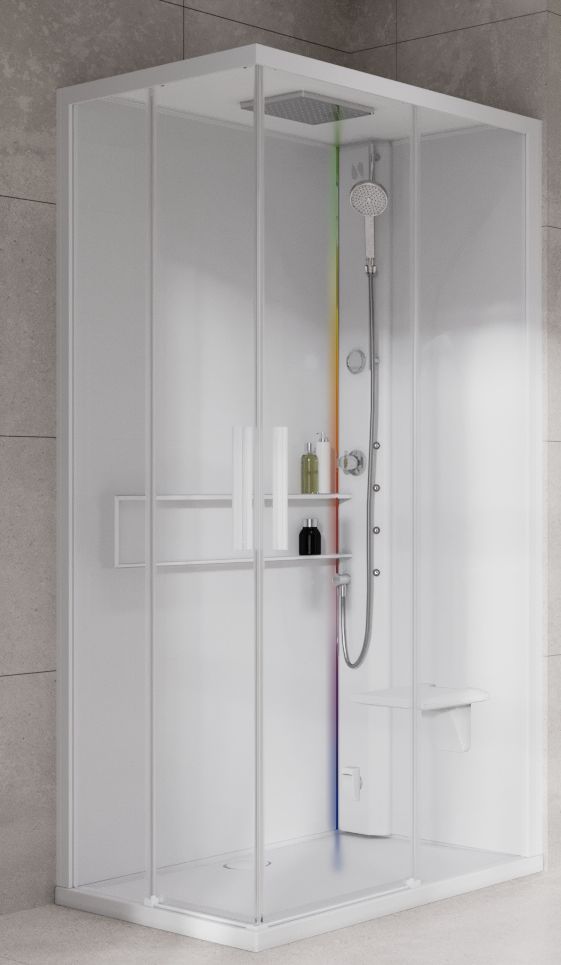 Novellini Glax 2 2.0 A kabina z hydromasażem 90x70 cm prawa parowa z brodzikiem total biała G22A9079DM5-1UU