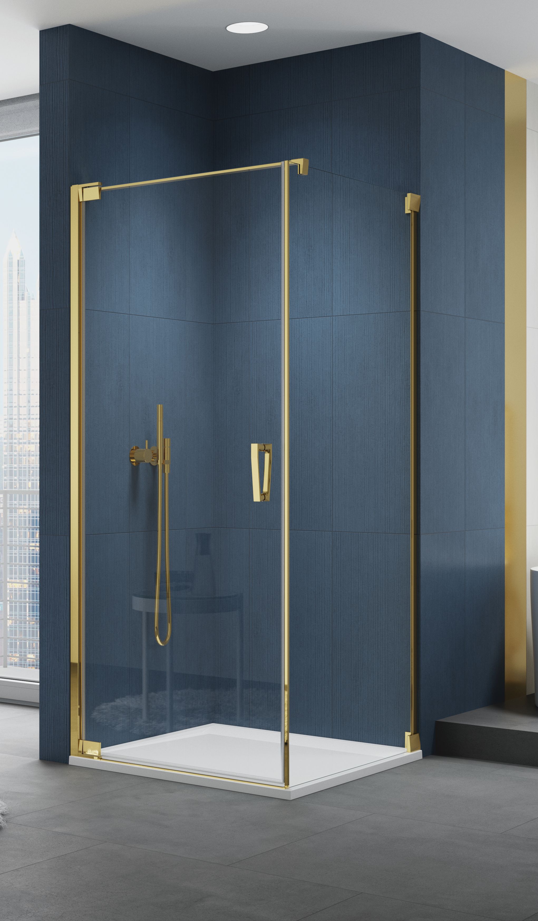 SanSwiss Cadura ścianka prysznicowa 80 cm boczna złoty/szkło przezroczyste CAT10801207