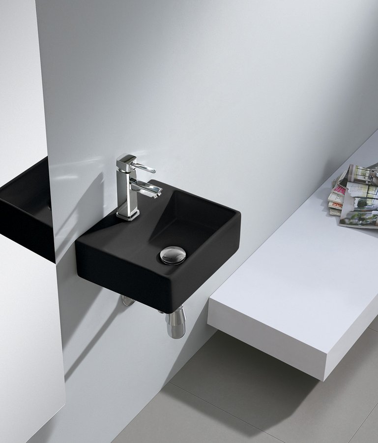 Sapho Small Giulia umywalka 33,5x29 cm ścienna prostokątna czarny mat BH7002B