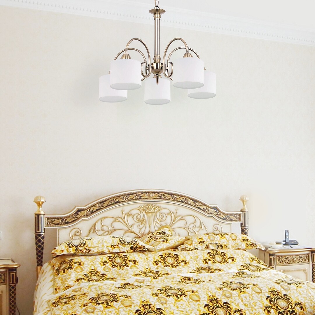 Rabalux Edith lampa wisząca 5x60W mosiądz/biała 7276