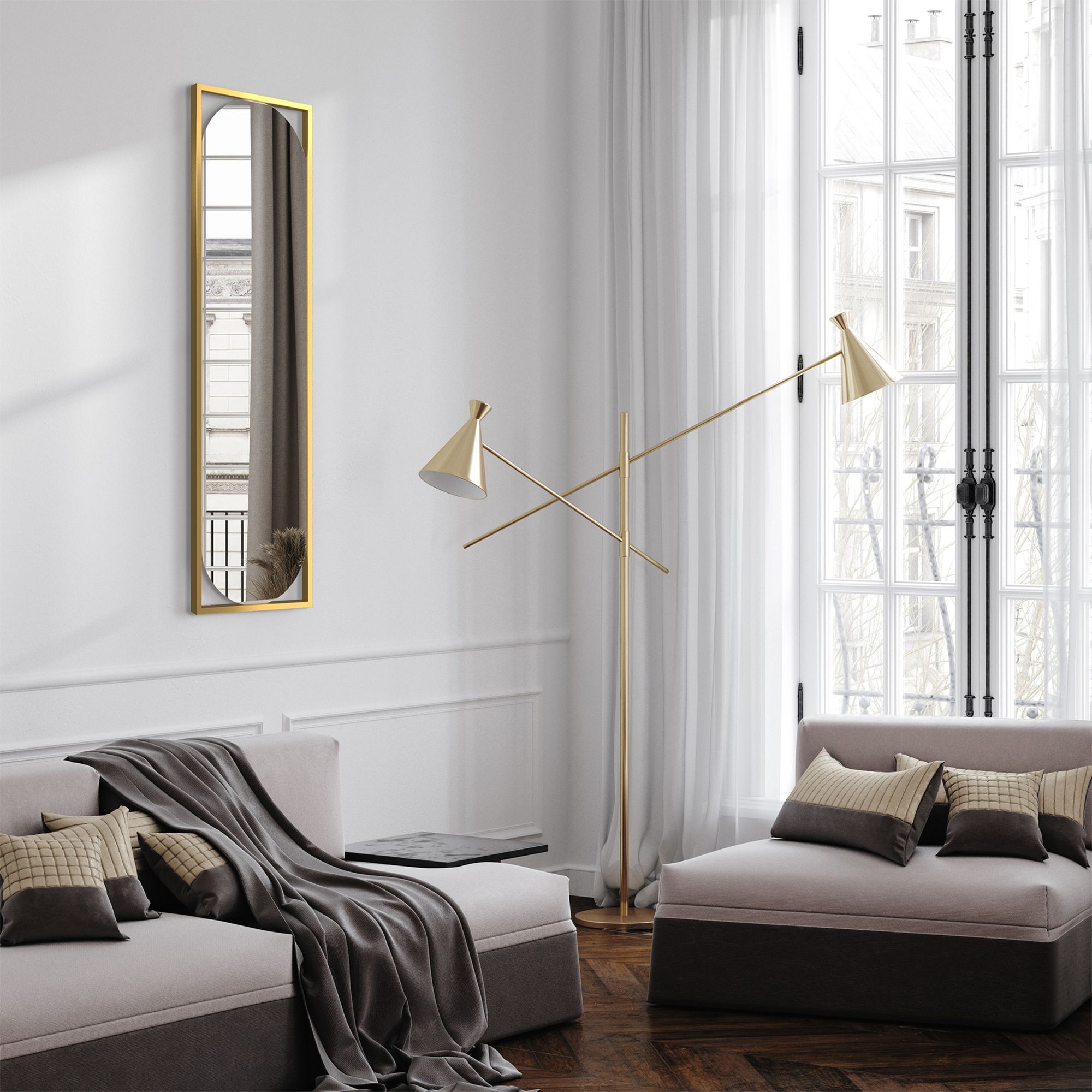 Styler Marbella lustro prostokątne 132x37 cm złote LU-12348