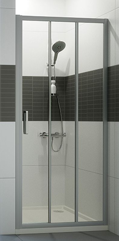 Hüppe Classics 2 4-kąt drzwi prysznicowe 90 cm srebrny mat/szkło przezroczyste Anti-Plaque C20307.087.322