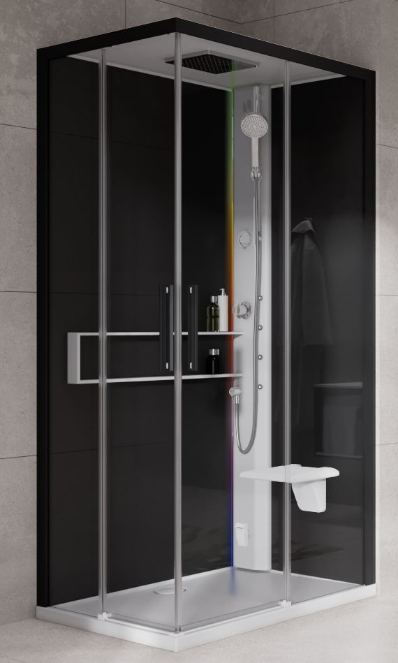 Novellini Glax 2 2.0 A kabina z hydromasażem 100x100 cm parowa z brodzikiem biała G22A109M5-1UH