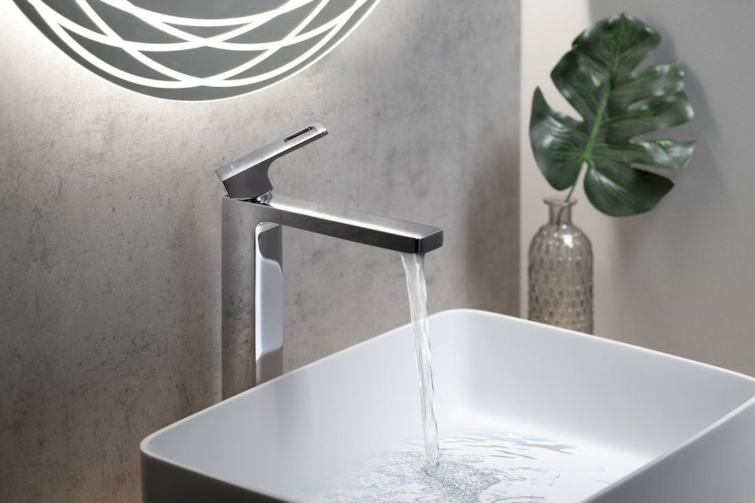 Sapho Forata bateria umywalkowa stojąca wysoka chrom FT007