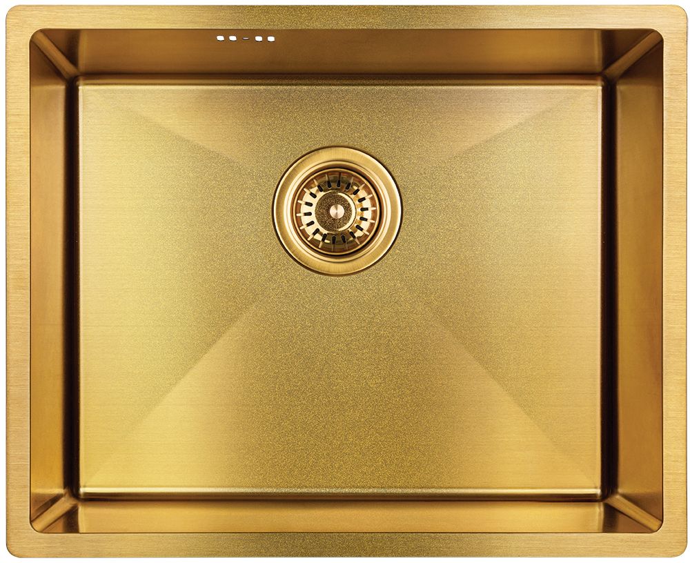 Laveo Marmara zlewozmywak stalowy z syfonem 54x44 cm złoty SAMG10P