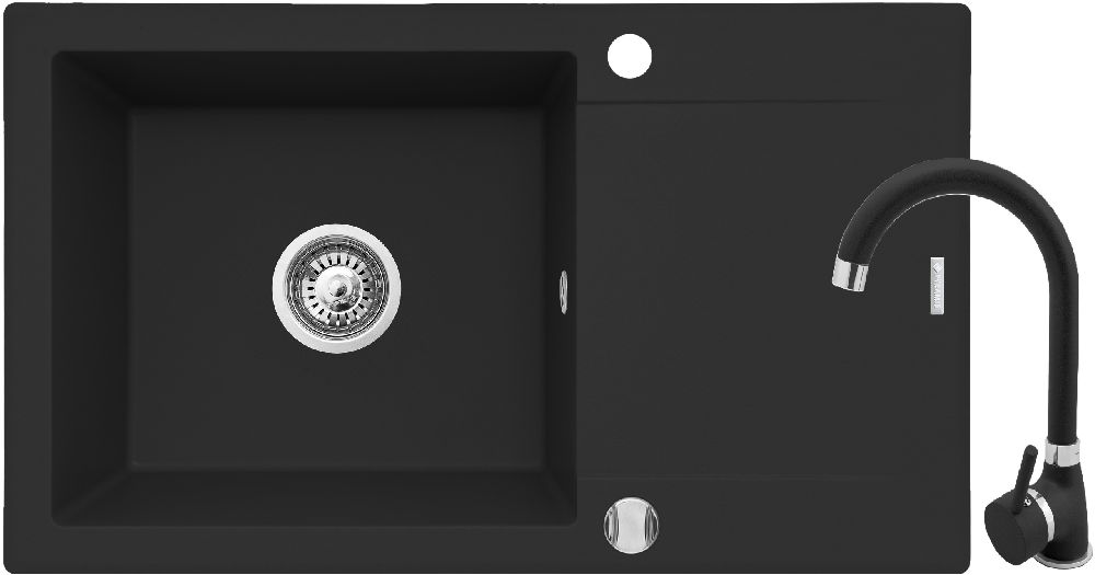Pyramis Korfu zlewozmywak z baterią czarny 070167301BN