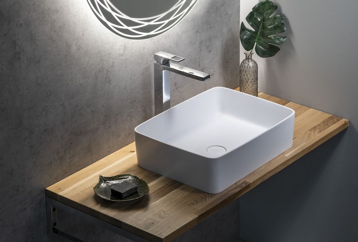 Sapho Thin umywalka 50x36 cm nablatowa prostokątna biały mat WN321