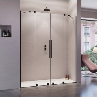 Radaway Furo Black DWD drzwi prysznicowe NA WYMIAR 180 cm uchylne czarny mat/szkło przezroczyste 20241114-214521-149098