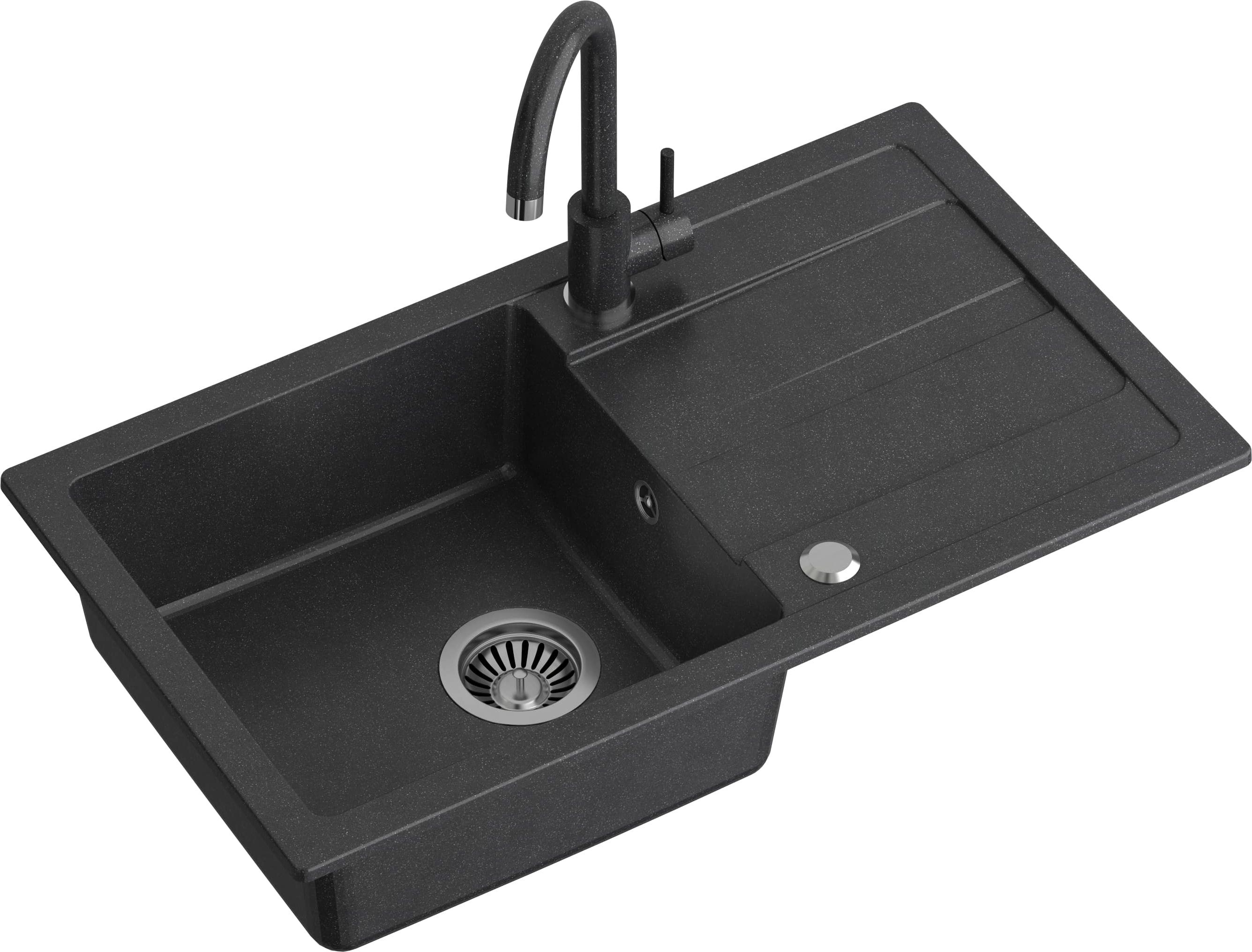 Quadron Go Max zlewozmywak 77x44 cm czarny z baterią TQ7744GMCZ - Wysyłka w 24h