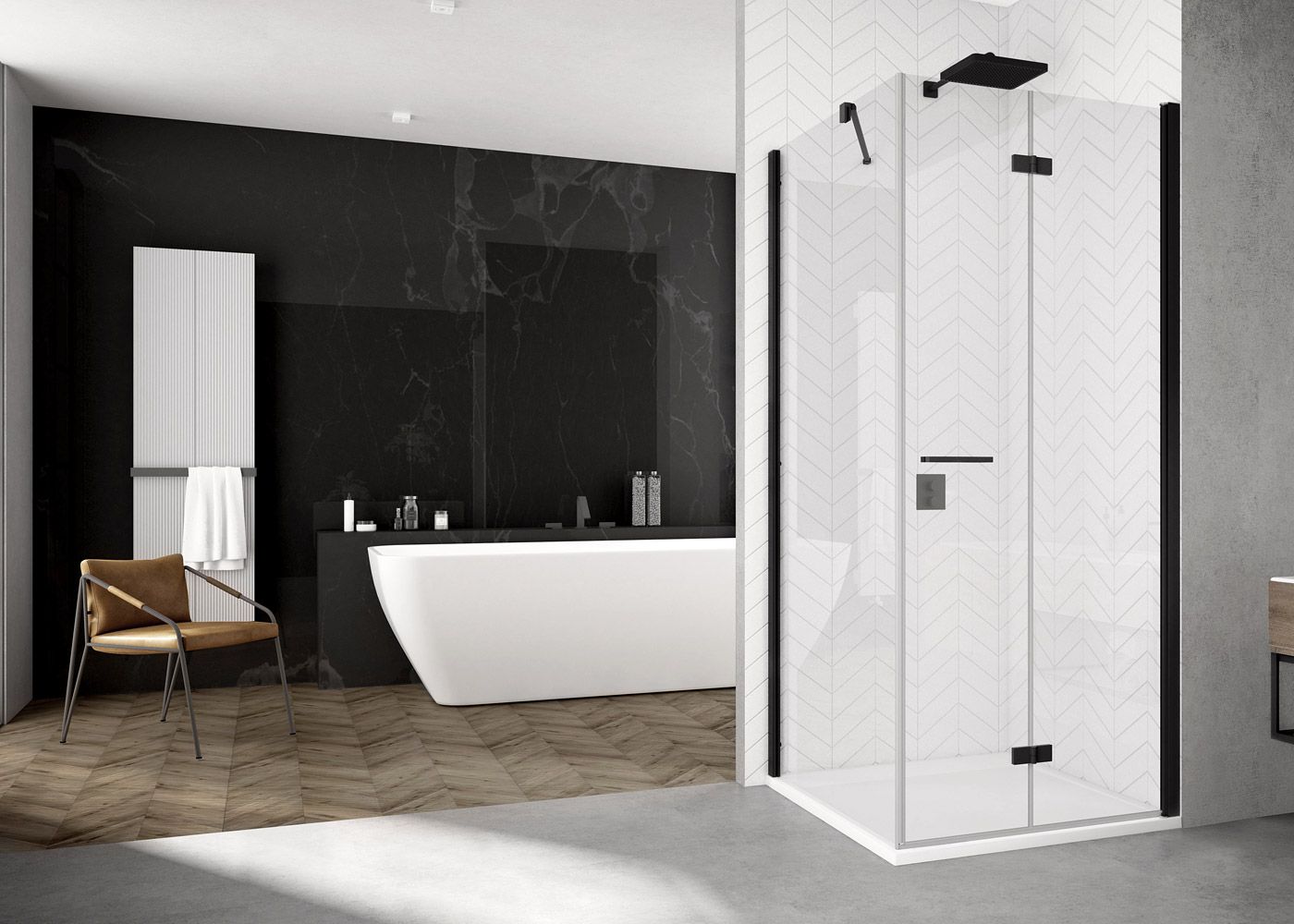 SanSwiss Solino drzwi prysznicowe 90 cm lewe czarny mat/szkło przezroczyste SOLF1G0900607 - Wysyłka w 24h