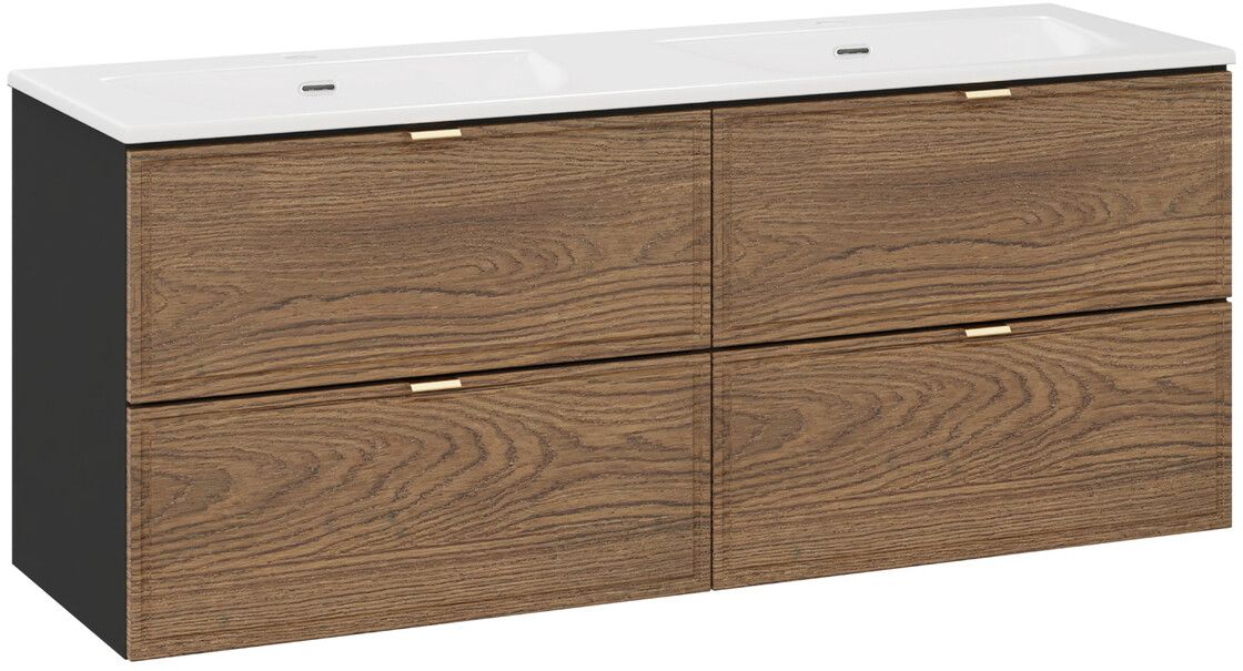 Comad Talia Casella umywalka Sky biała z dwiema szafkami podumywalkowymi zestaw 120 cm dąb-czarny SET-TC 120CM UM SKY 1 MW