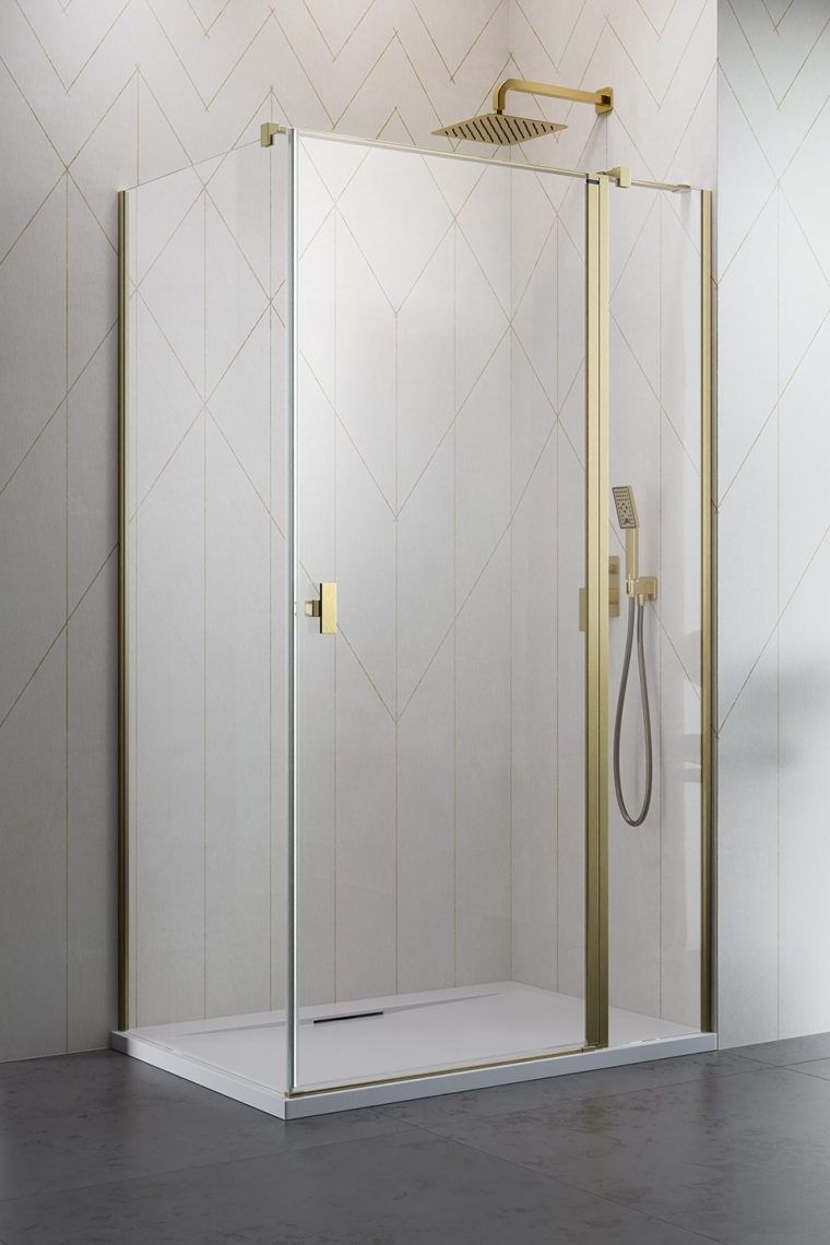 Radaway Nes Brushed Gold KDJ drzwi prysznicowe 90 cm uchylne lewe złoty szczotkowany/szkło przezroczyste 10032090-99-01R