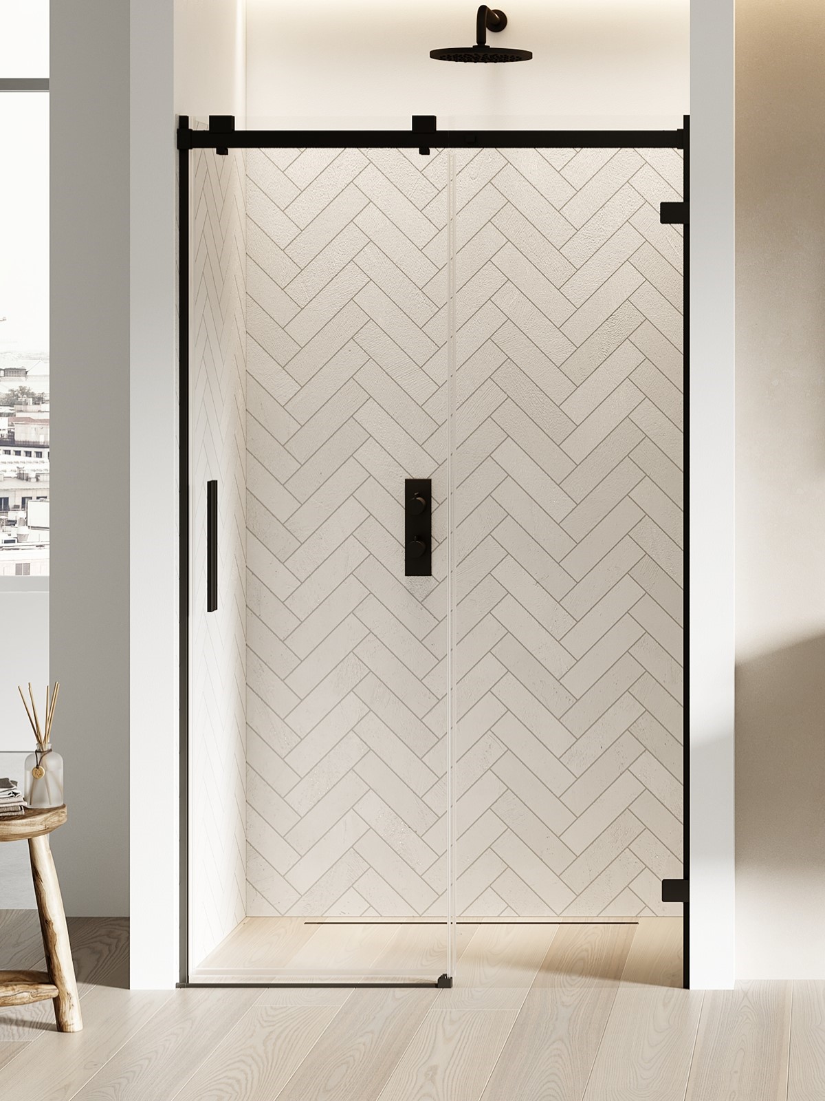 New Trendy Softi X Black drzwi prysznicowe 110 cm rozsuwane prawe czarny mat/szkło przezroczyste EXK-5354