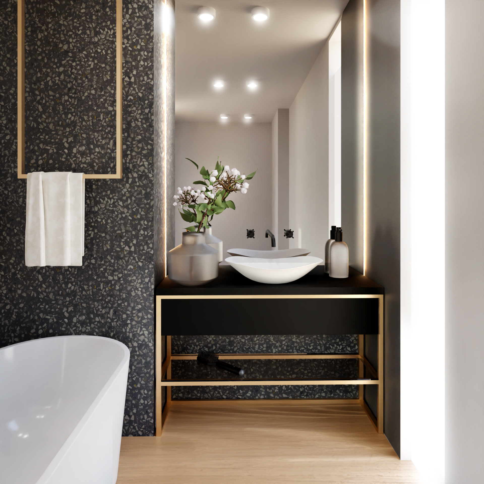 Baltica Design Trine konsola podumywalkowa 120x40x75 cm czarna