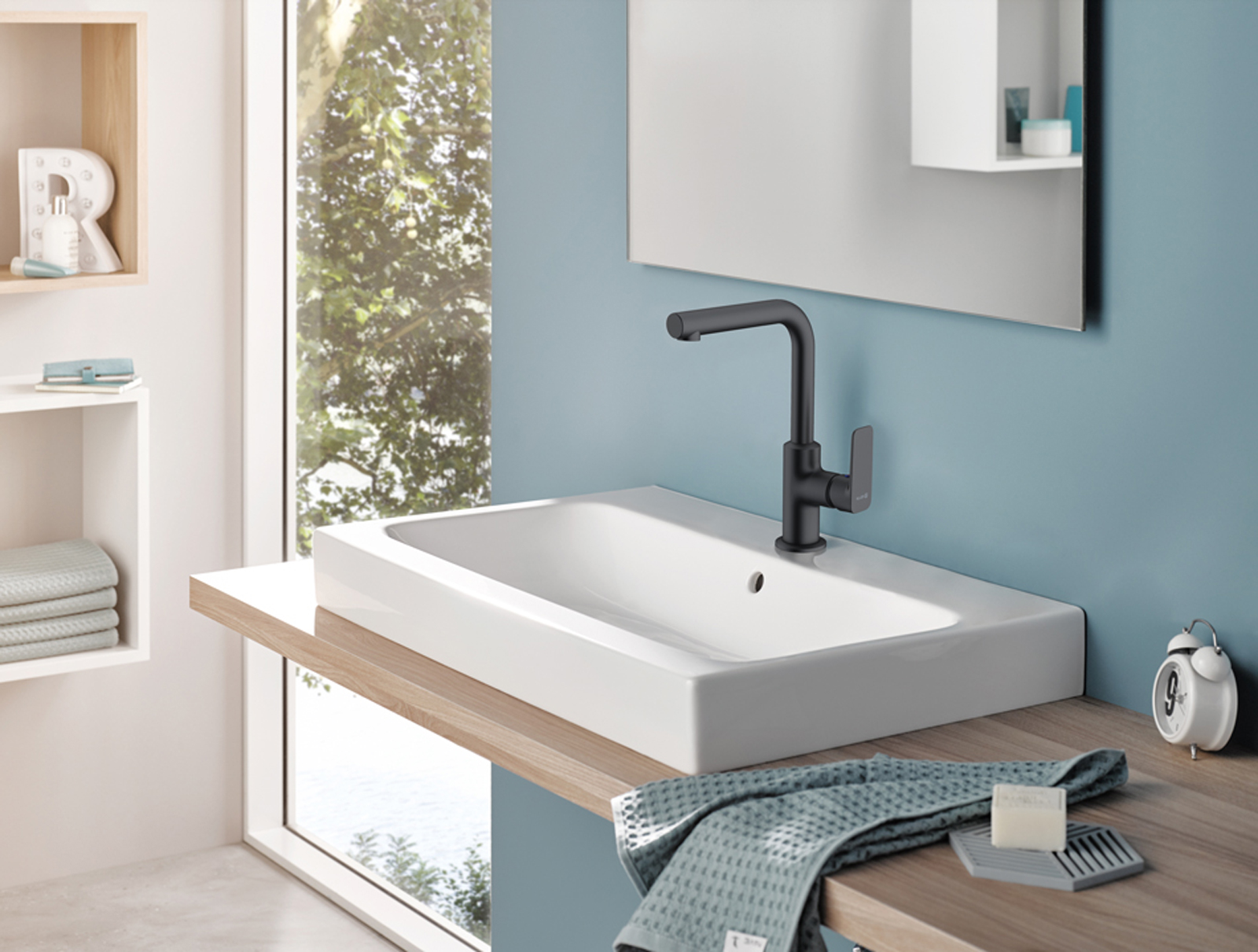 Kludi Pure&Style bateria umywalkowa stojąca czarny mat 400243975