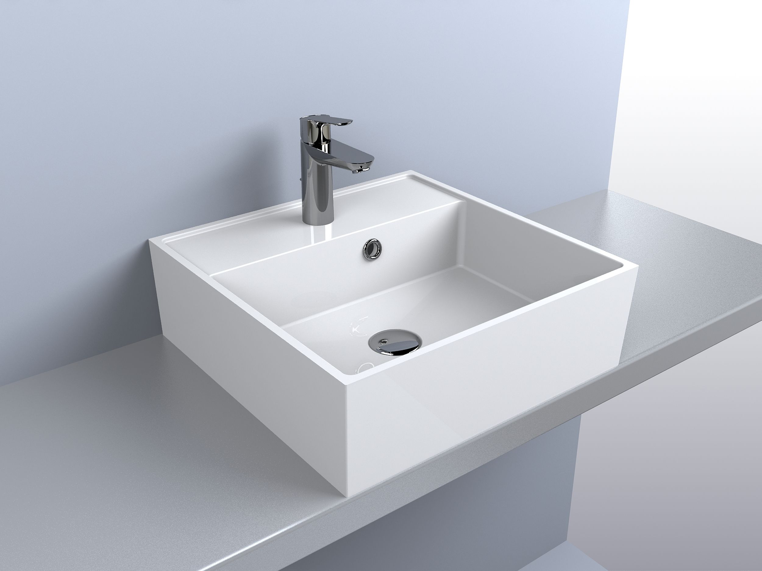 Miraggio Crass umywalka 46x46 cm nablatowa kwadratowa biały połysk 0001868