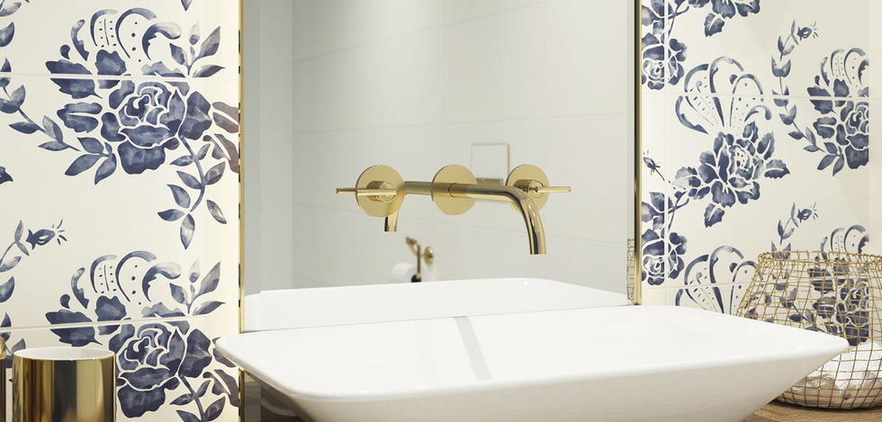 Paradyż Porcelano dekor ścienny 60x30 cm biała-niebieska