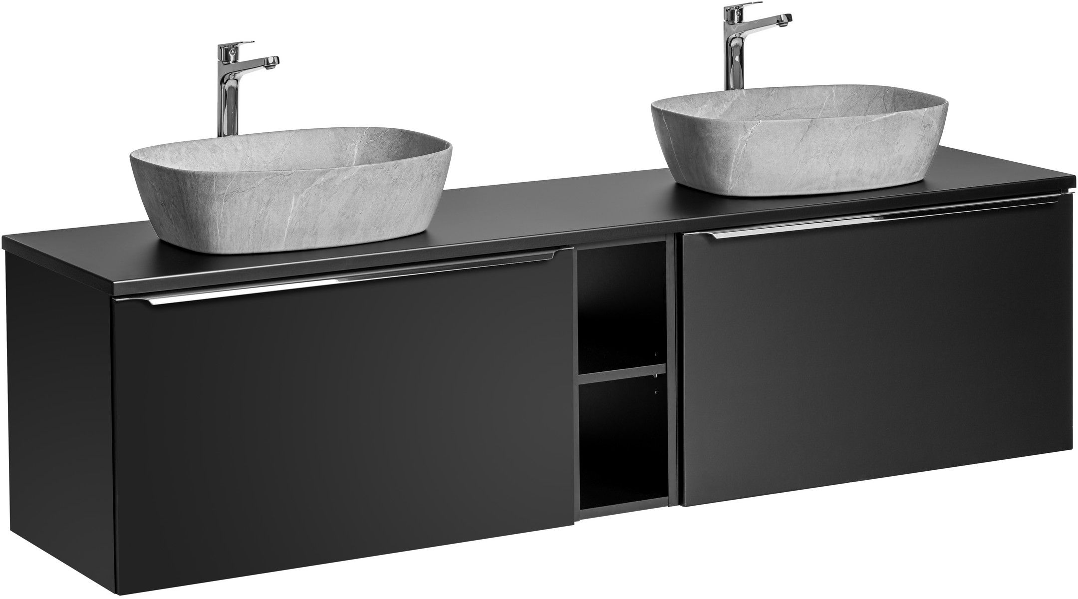 Zestaw Comad Santa Fe Black szafka podumywalkowa 180 cm z blatem i umywalkami SET-SFBL B 180CM UN.ANNA MH1