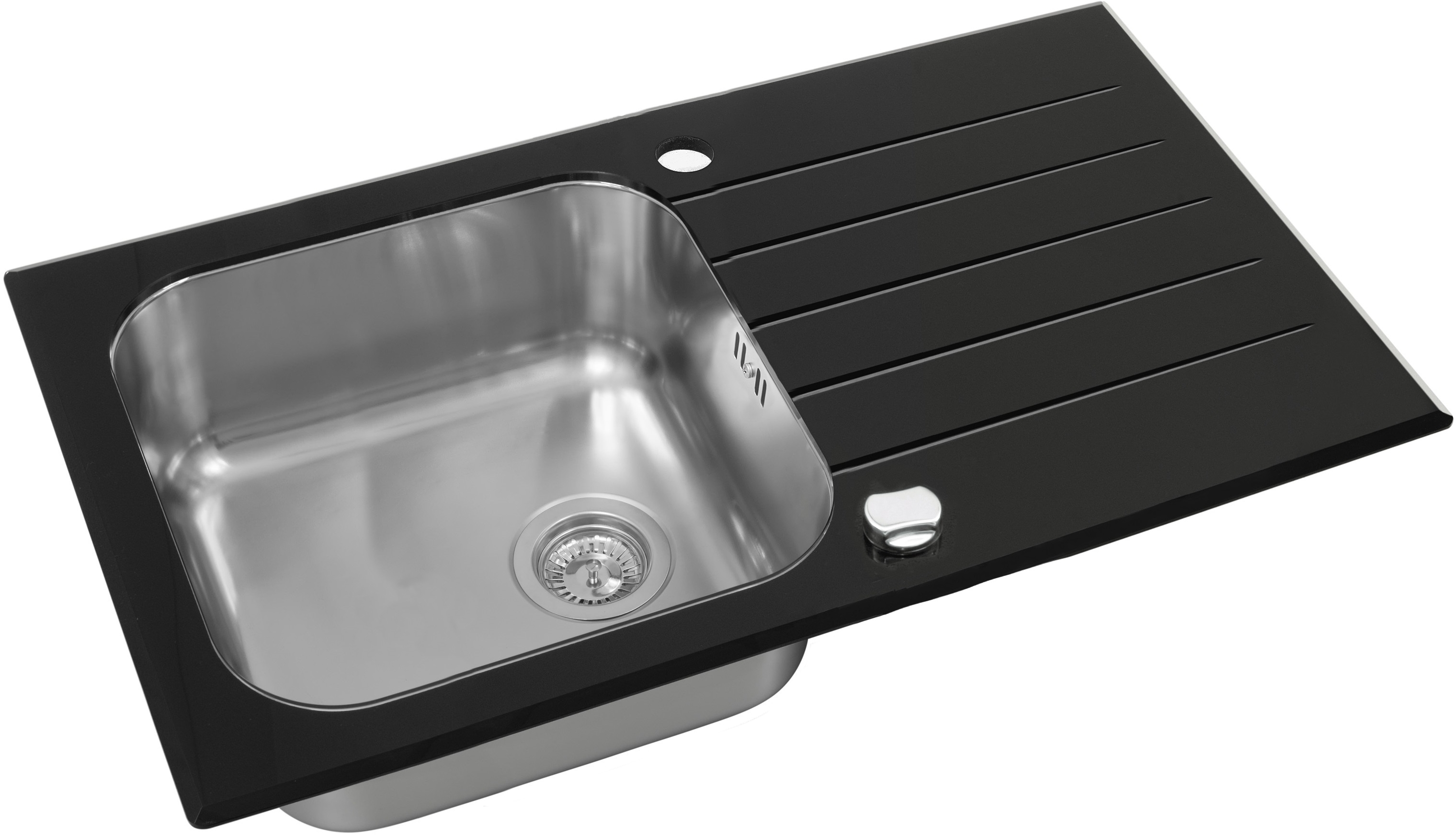 Genesis Vitro 20 zlewozmywak szklano-stalowy 78x43,5 cm satyna/szkło czarne 1114558