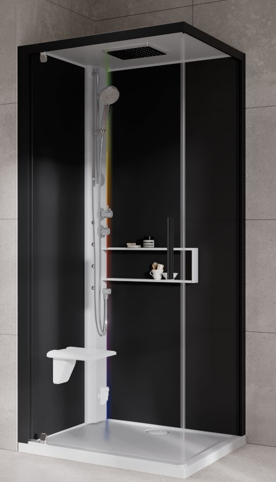 Novellini Glax 2 2.0 G+F kabina z hydromasażem 90 cm kwadratowa lewa parowa z brodzikiem biała G22GF99ST5-1UH