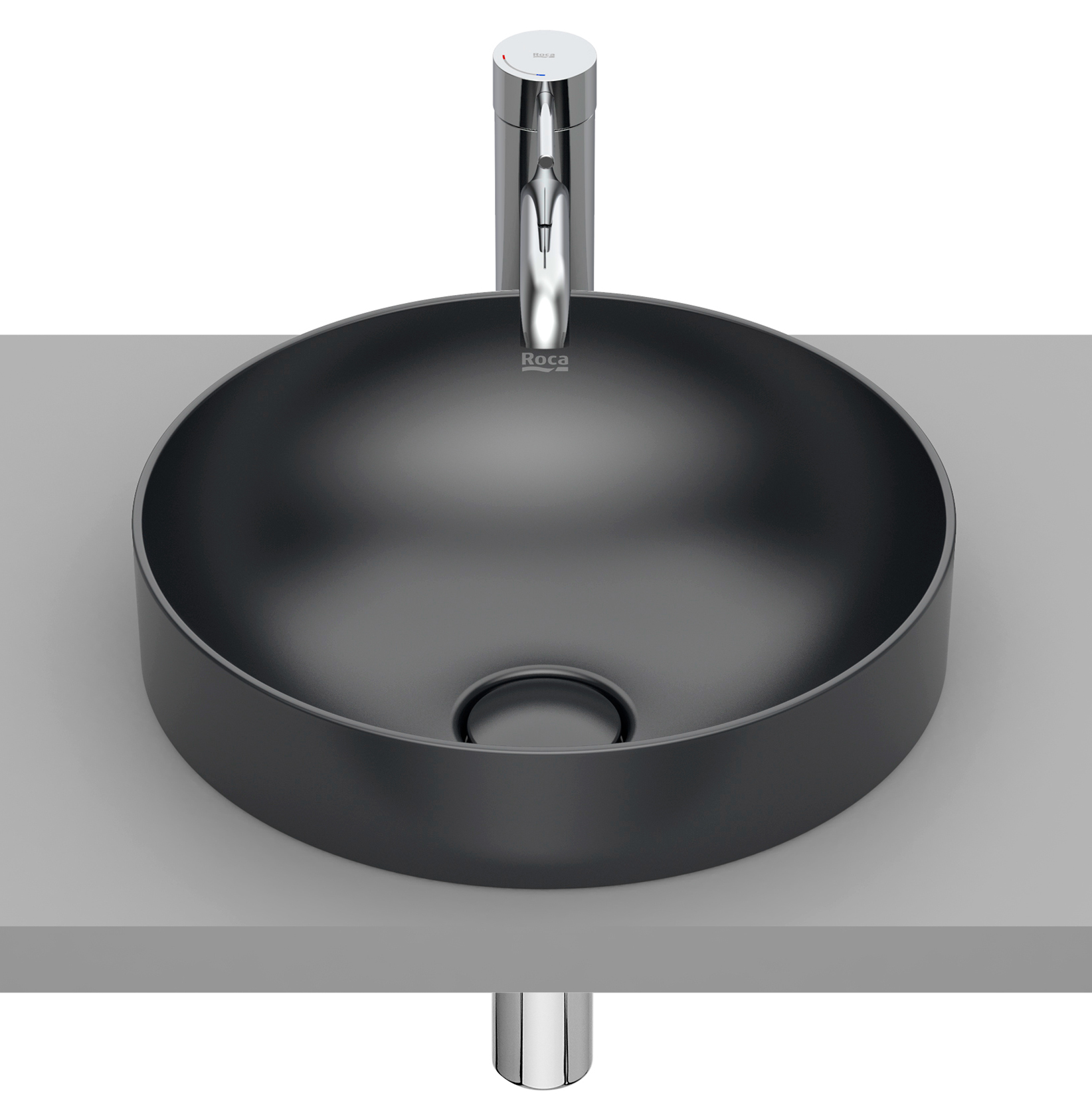 Roca Inspira umywalka 37x37 cm okrągła wpuszczana szary/kamień A32752R640