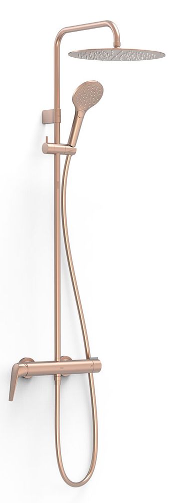 Tres Fuji zestaw prysznicowy ścienny z deszczownica różowe złoto mat 28119101OPM - Wysyłka w 24h