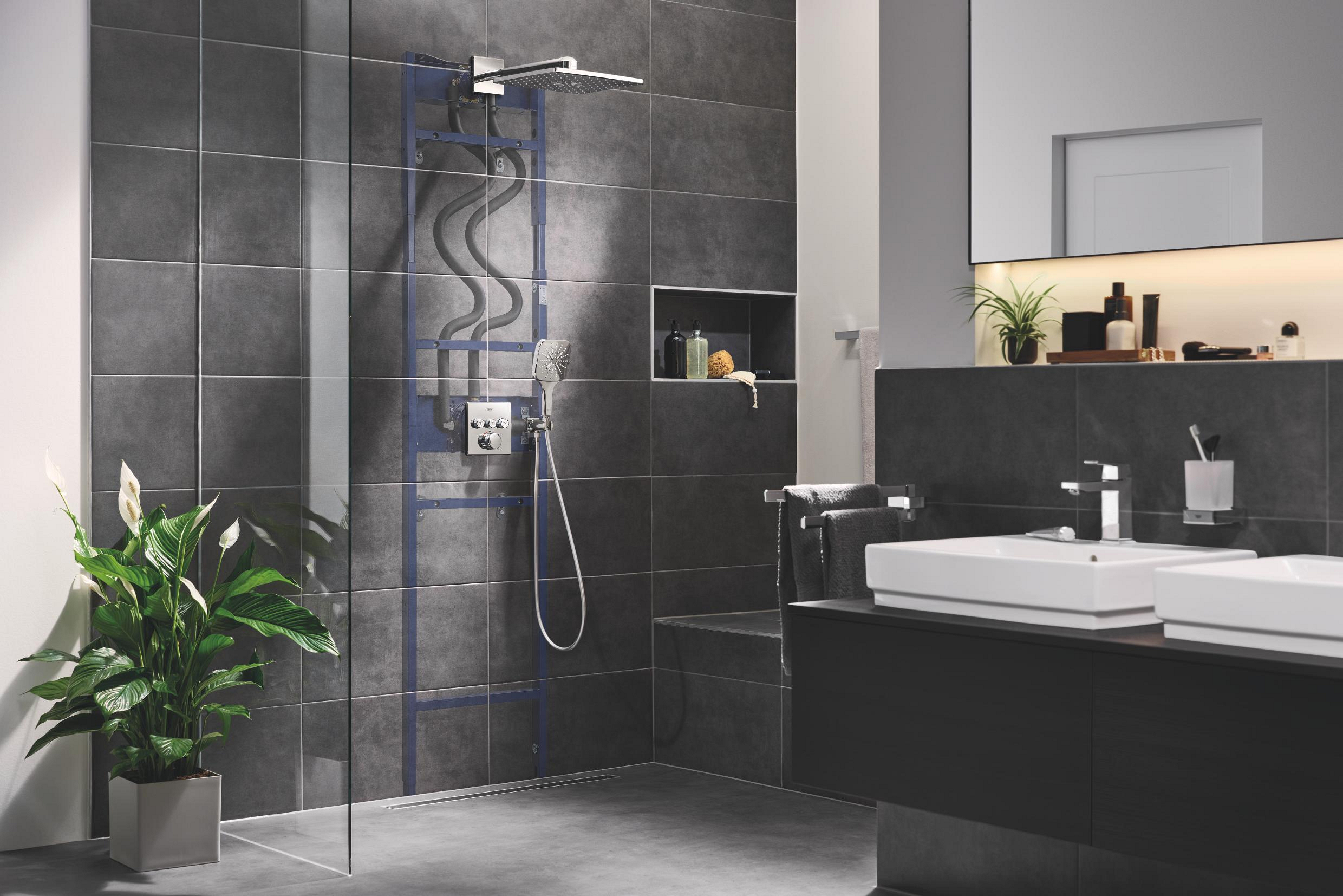 Grohe Rainshower 310 SmartActive Cube deszczownica 31 cm kwadratowa z ramieniem ściennym chrom 26479000 - Wysyłka w 24h