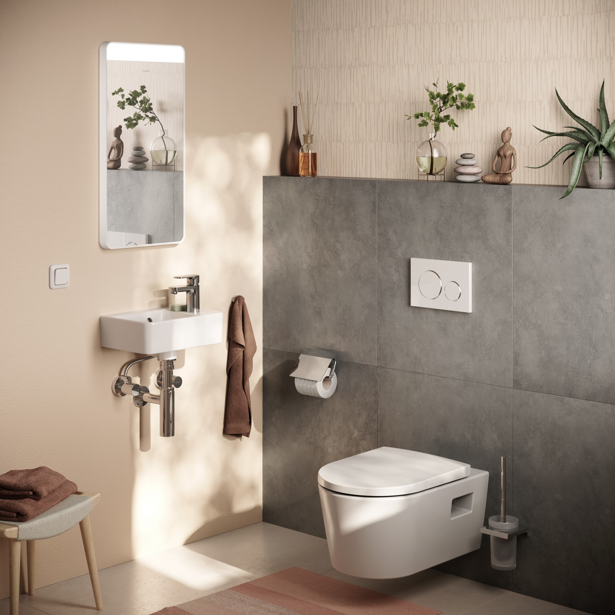 Hansgrohe EluPura Original S zestaw miska z deską wisząca bez kołnierza biały połysk 60207450