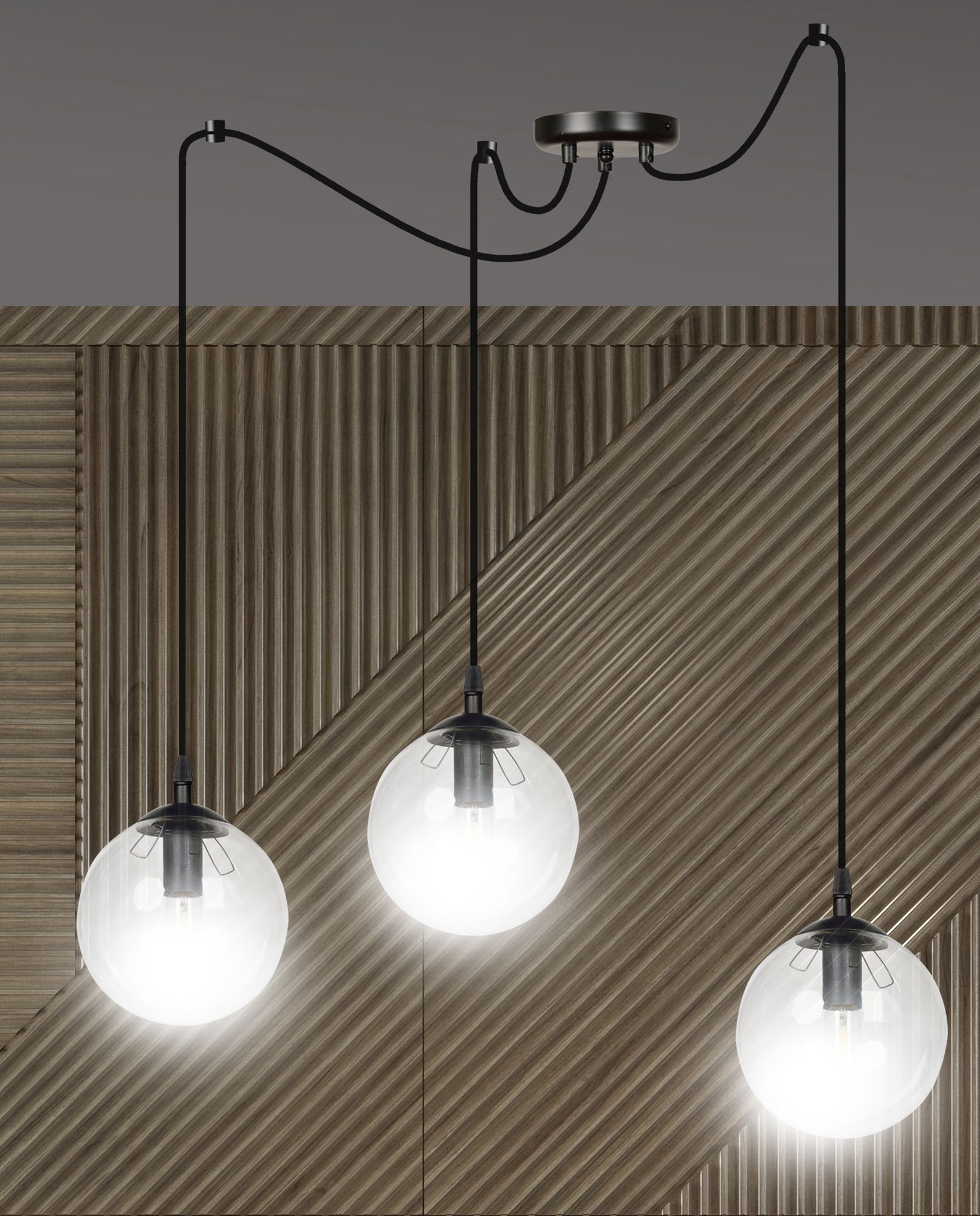 Emibig Gigi lampa wisząca 3x10 W czarna-przezroczysta 936/3