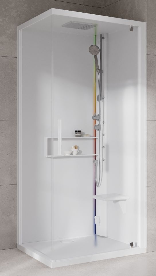 Novellini Glax 2 2.0 G+F kabina z hydromasażem 90 cm kwadratowa prawa parowa z brodzikiem total biała G22GF99DT5-1UU