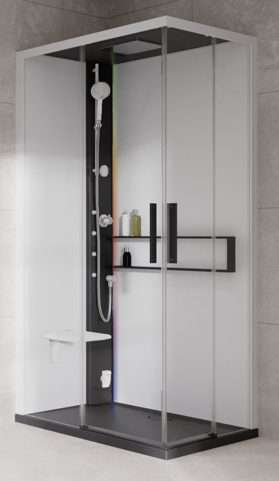 Novellini Glax 2 2.0 A kabina z hydromasażem 100x70 cm lewa parowa z brodzikiem czarna G22A197SM5-1HU