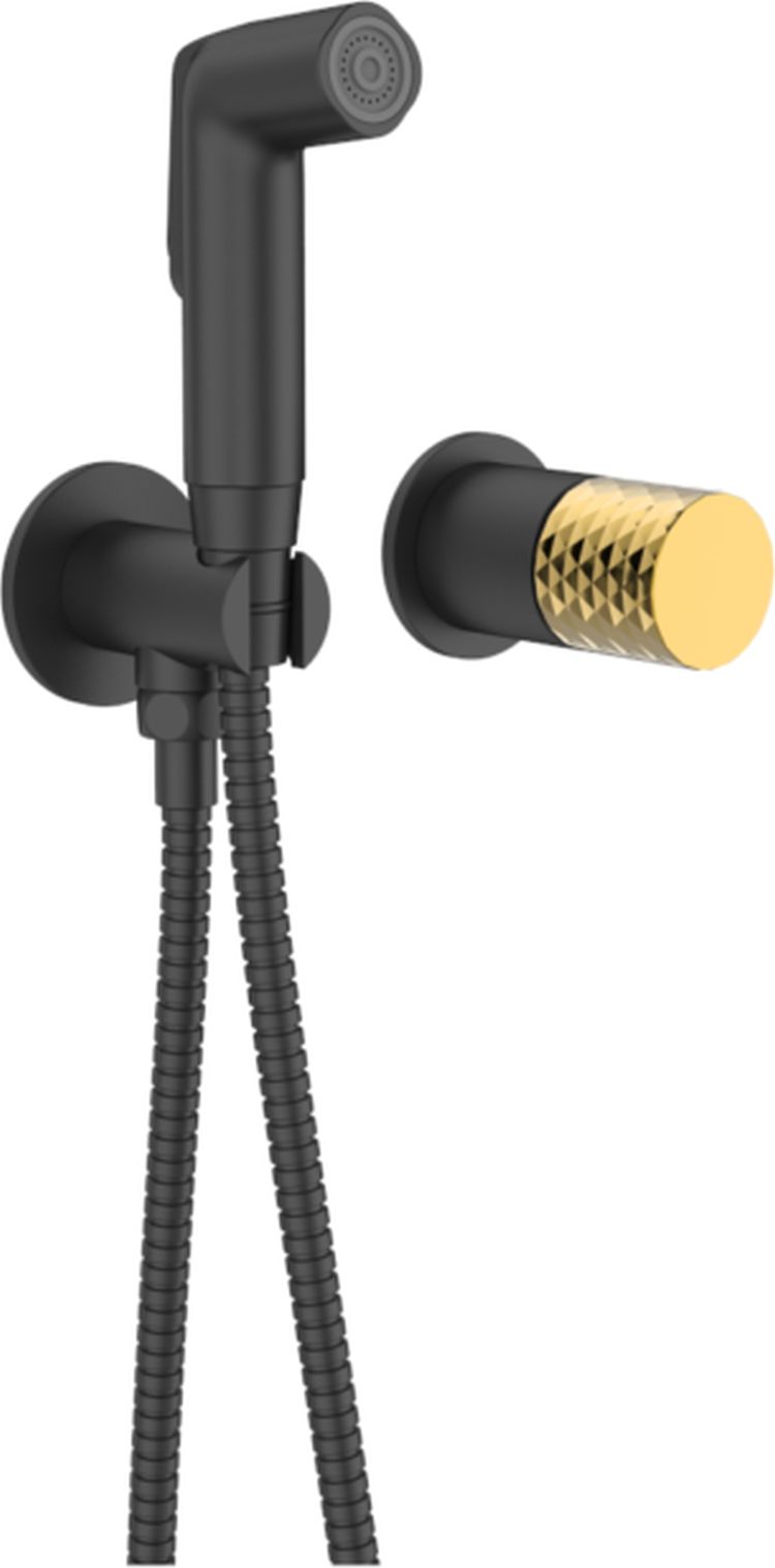 Sea-Horse Ove Black+Gold bateria bidetowa z zestawem prysznicowym podtynkowa czarna BJV308/1B-R5