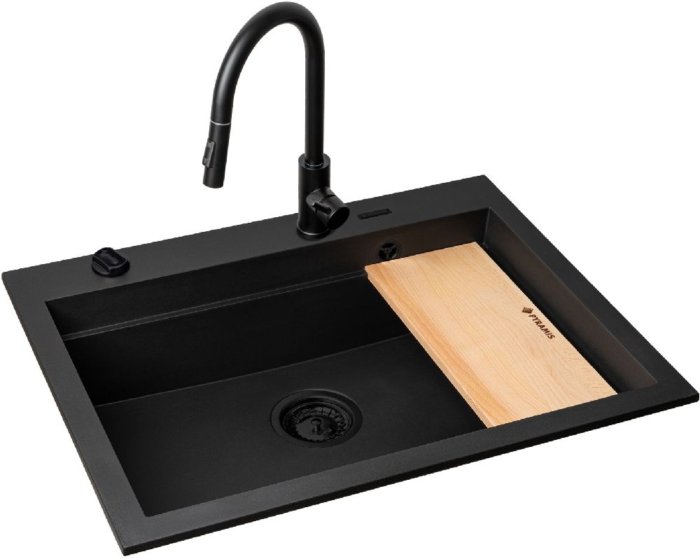 Pyramis Siros zlewozmywak z baterią czarny 070177802BE