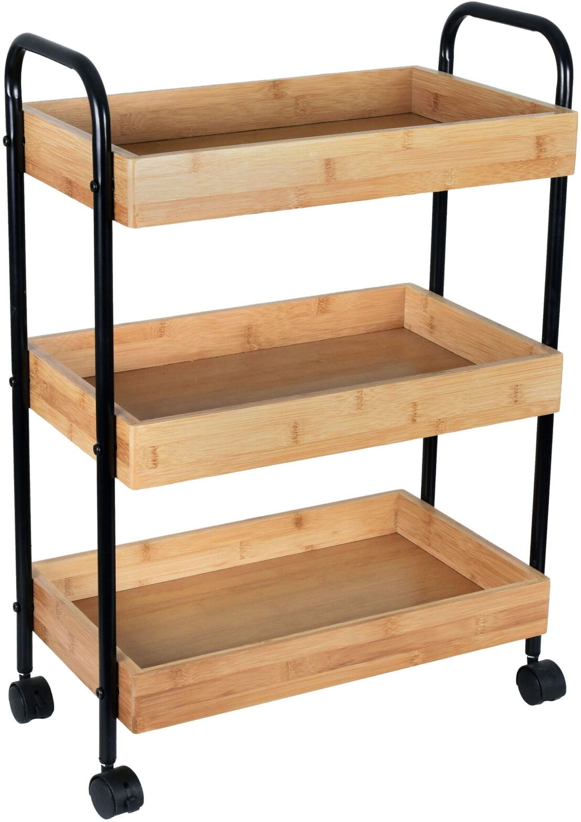 Bisk Umbra regał z kółkami czarny/bambus 08162 - Wysyłka w 24h