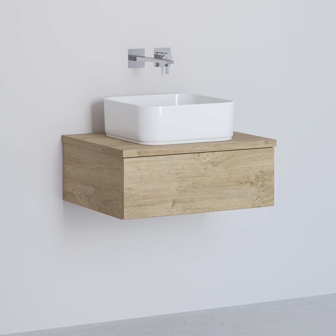 Kronenbach Cube szafka z blatem 61x48,7x44,5 cm podumywalkowa wisząca jasny dąb KBWTKOWTL611GH