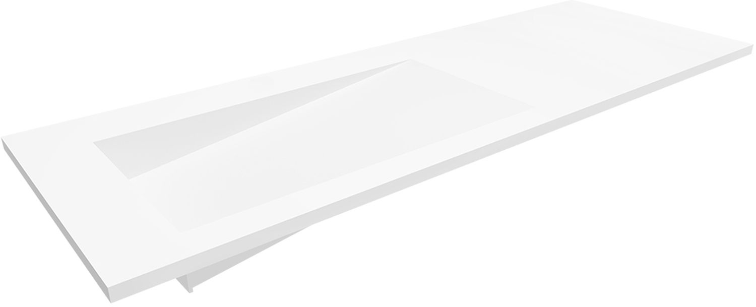 Cristalstone Linea Ideal umywalka 130x45 cm prostokątna wpuszczana-z blatem biała U1300-MBLOLB/CR/BO