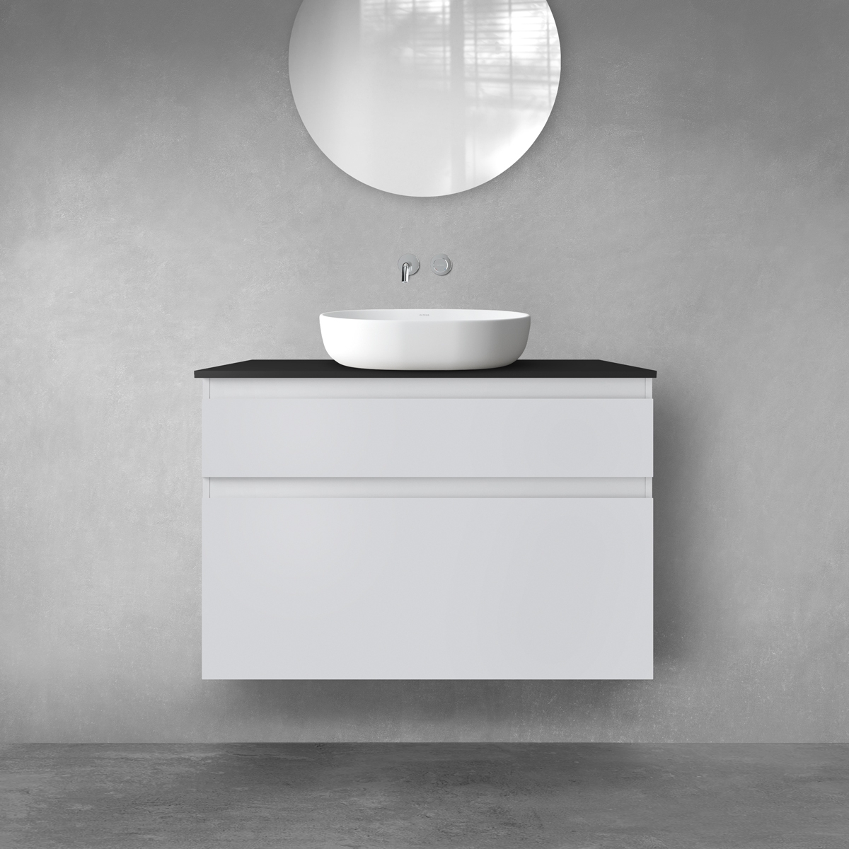 Oltens Vernal zestaw mebli łazienkowych 100 cm z blatem szary mat/czarny mat 68232700 - Wysyłka w 24h