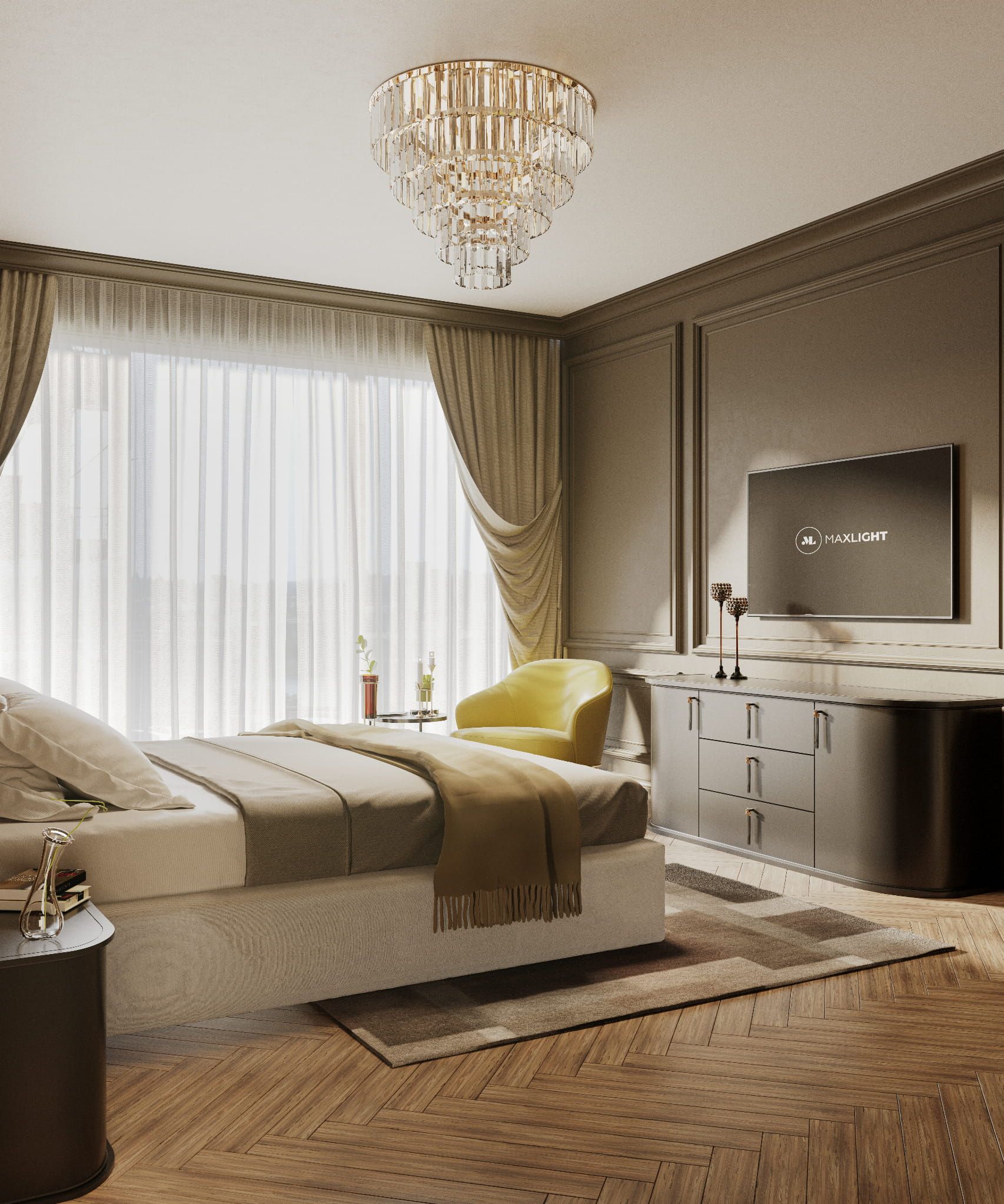 MaxLight Monaco lampa podsufitowa 16x40W złoty/kryształ C0224