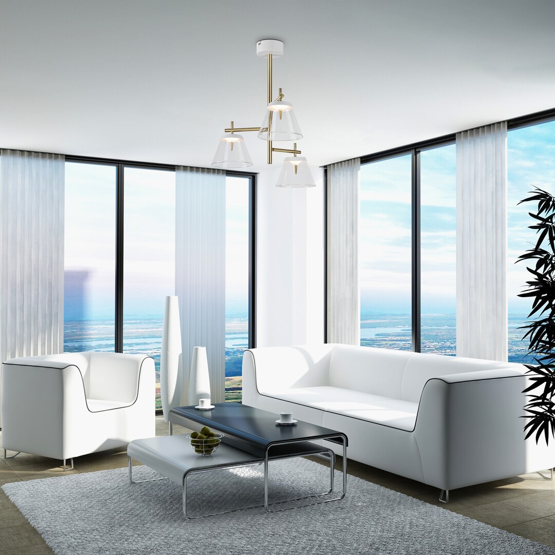 Rabalux Aviana lampa podsufitowa 3x6W LED biała/mosiądz/przezroczysta 5031