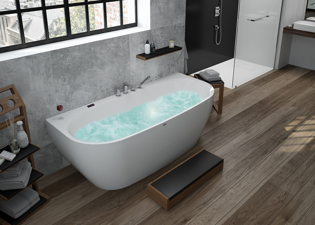 Hoesch iSensi wanna przyścienna 180x80 cm z napełnianiem biała 3863.010