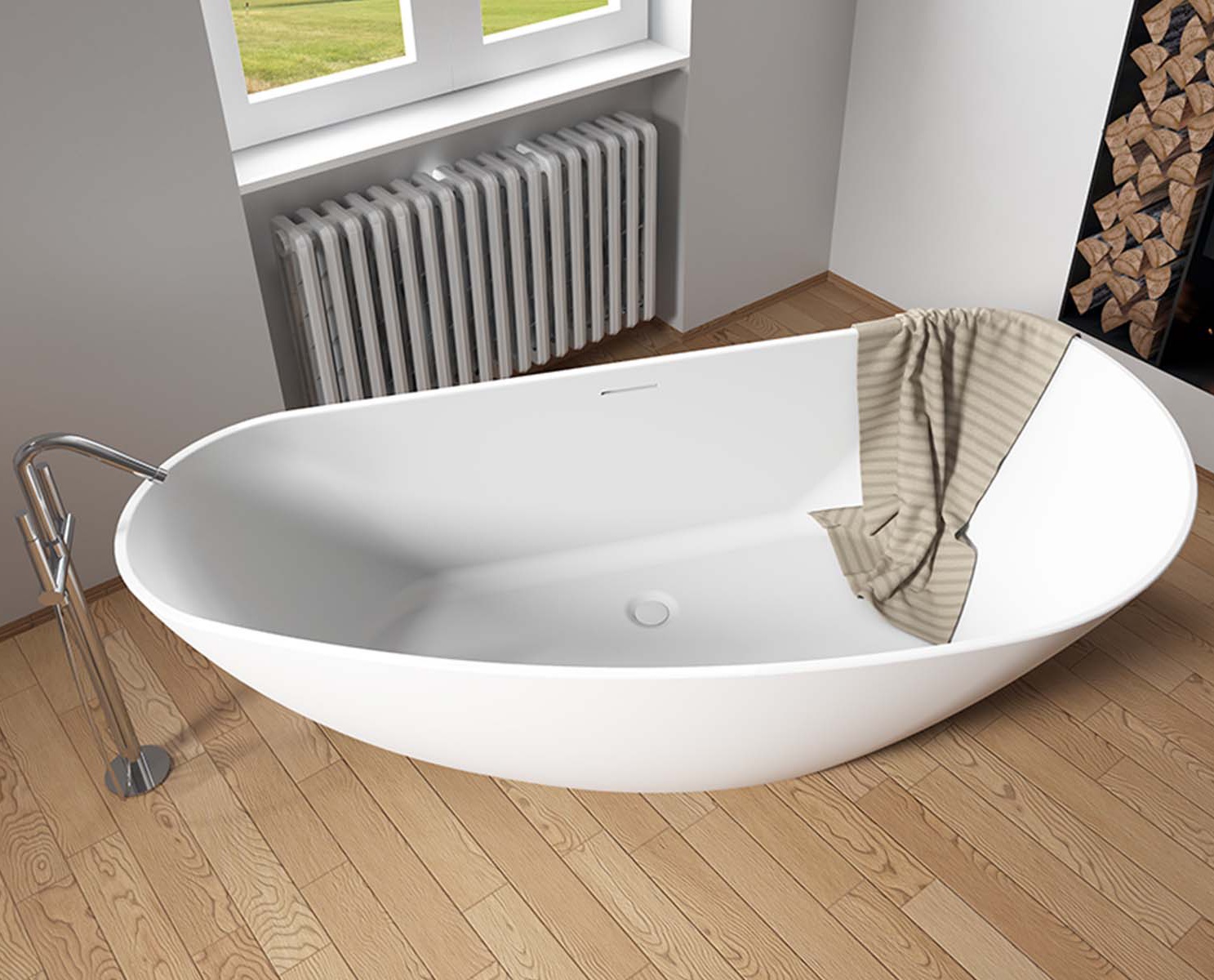 Riho Granda wanna wolnostojąca 170x80 cm owalna biała B120001105