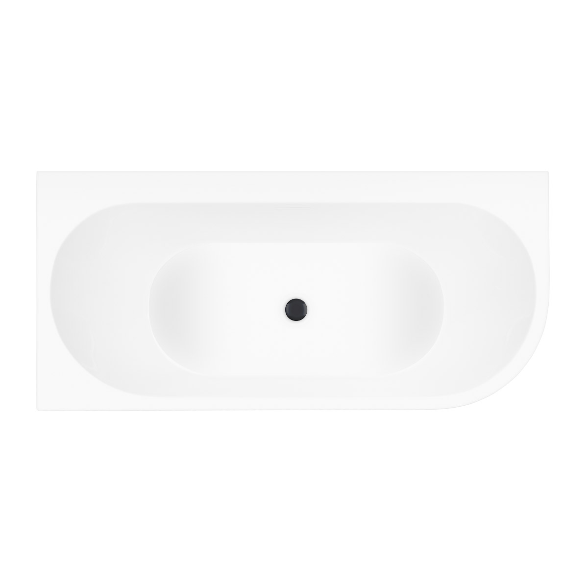 Zestaw Oltens Hulda wanna narożna 160x75 cm z pokrywą korka biały połysk/czarny mat (11003000, 09002300) - Wysyłka w 24h