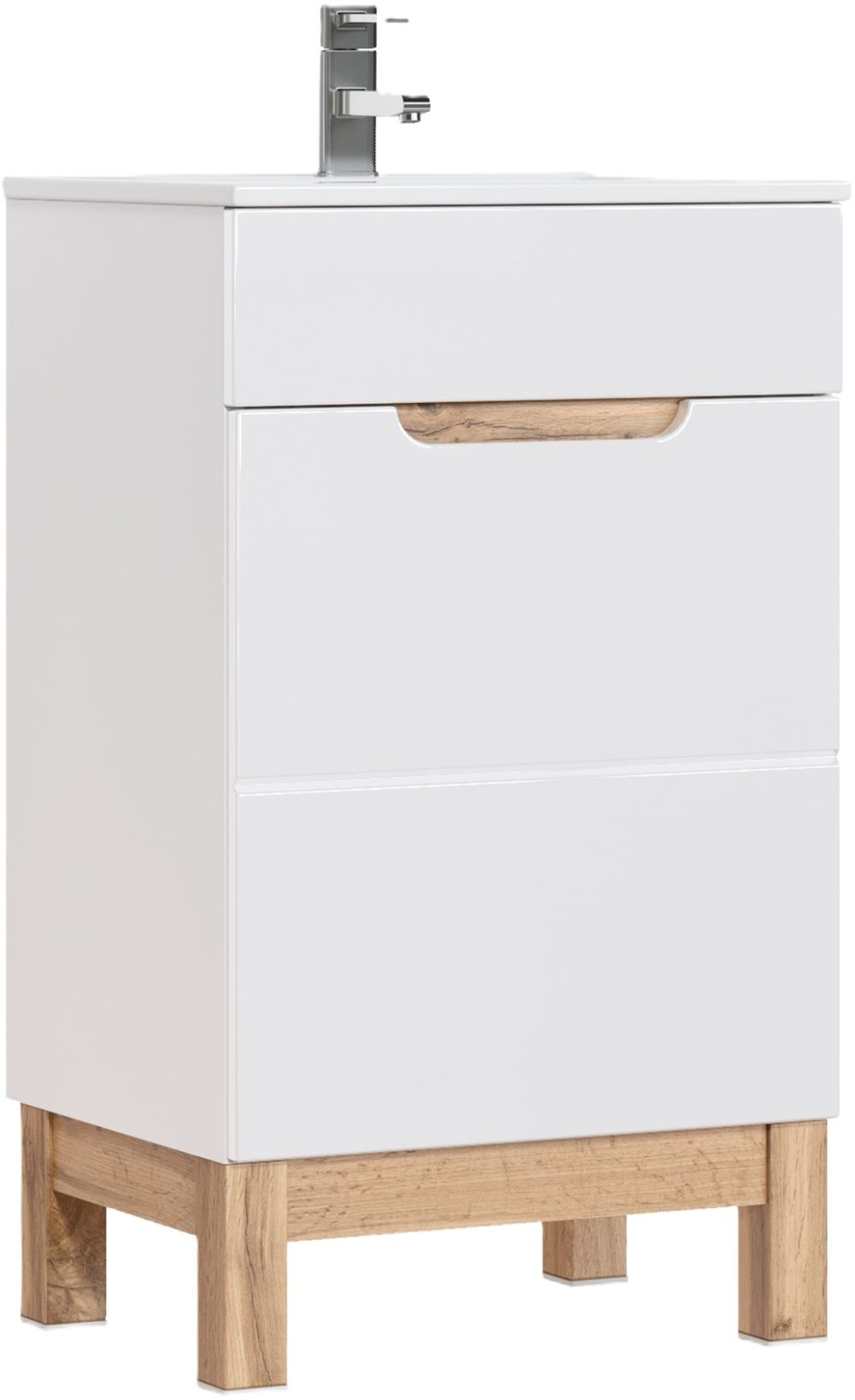 Comad Bali White szafka 50 cm podumywalkowa stojąca biały połysk/dąb BALIWHITE824-50CMFSC - Wysyłka w 24h