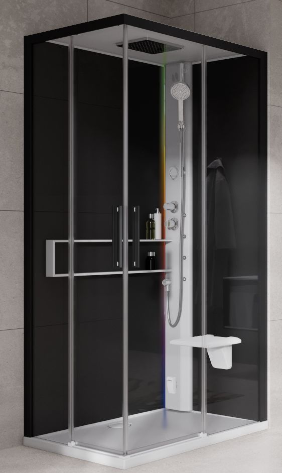 Novellini Glax 2 2.0 A kabina z hydromasażem 80x80 cm parowa z brodzikiem biała G22A89T5-1UH