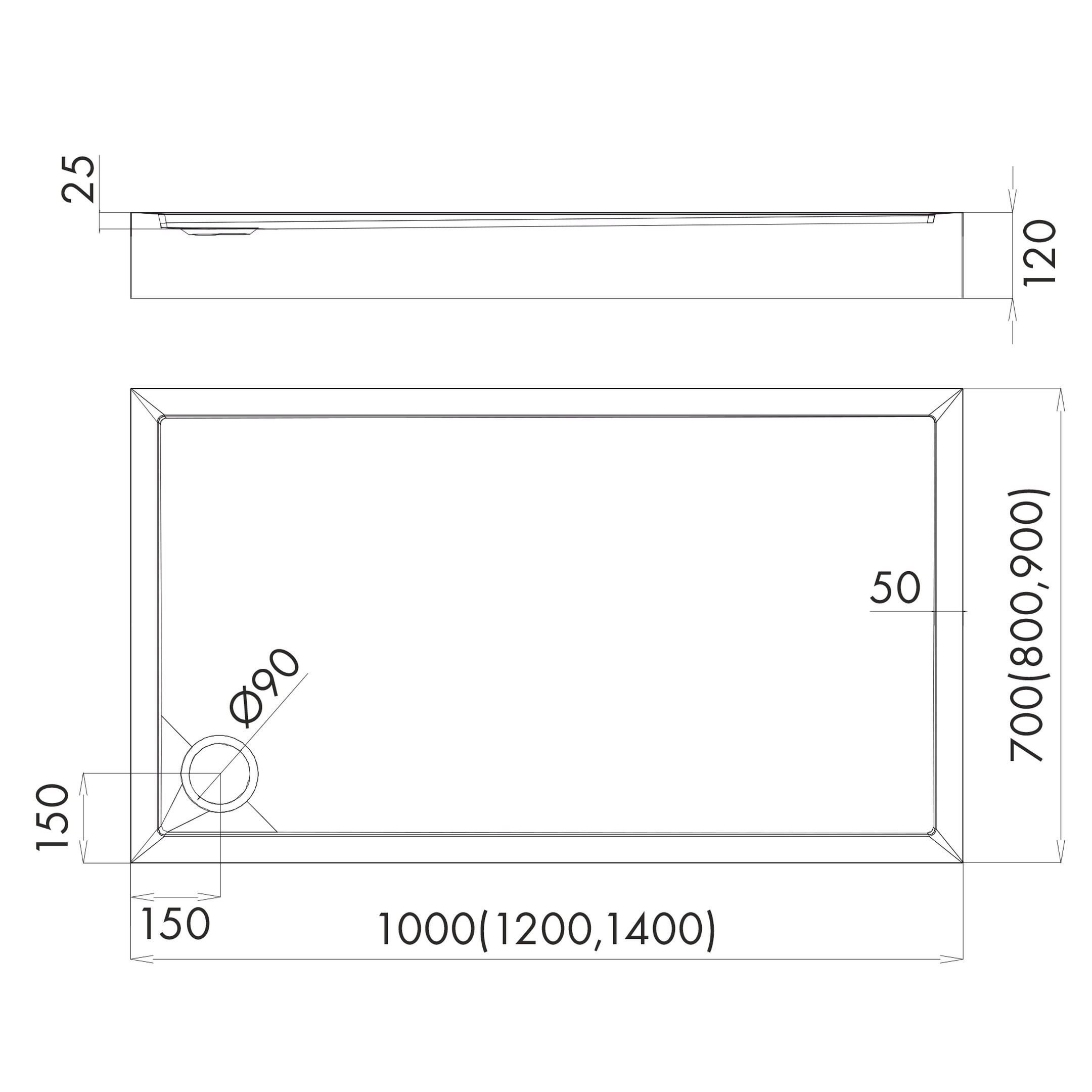 Schedline Cameron Smooth White brodzik 100x90 cm prostokątny biały 3ST.C1P-90100 - Wysyłka w 24h