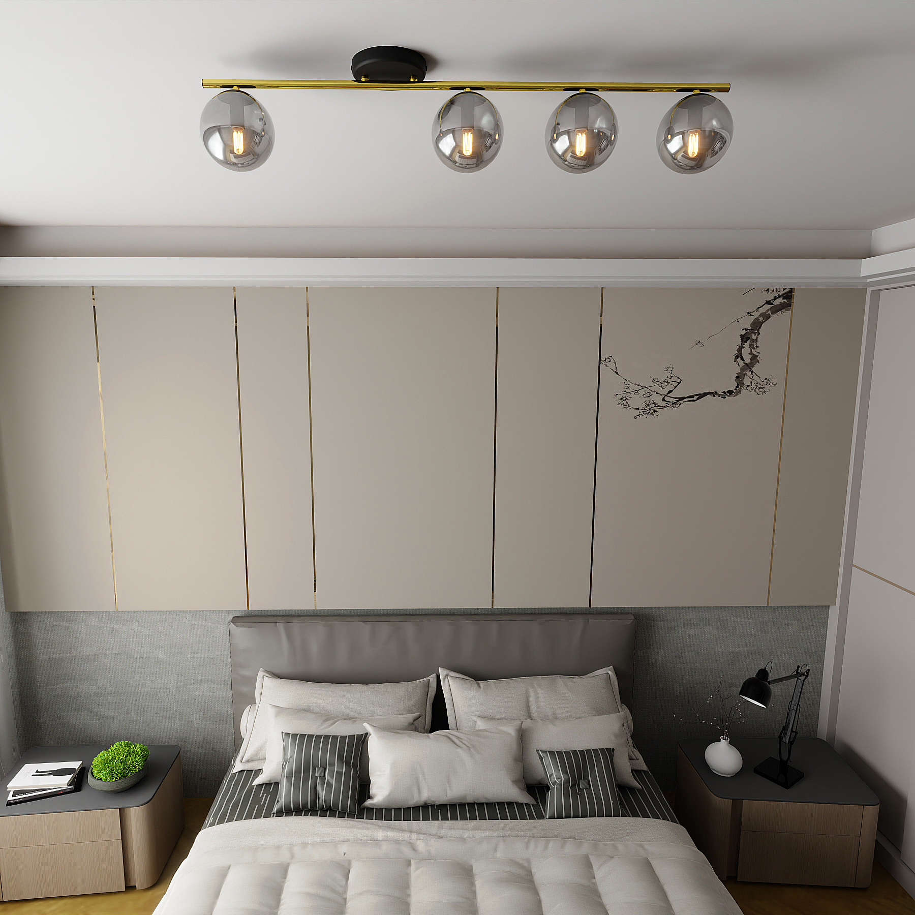 Emibig Monza lampa podsufitowa 4x10W czarny/złoty/grafit 1250/4