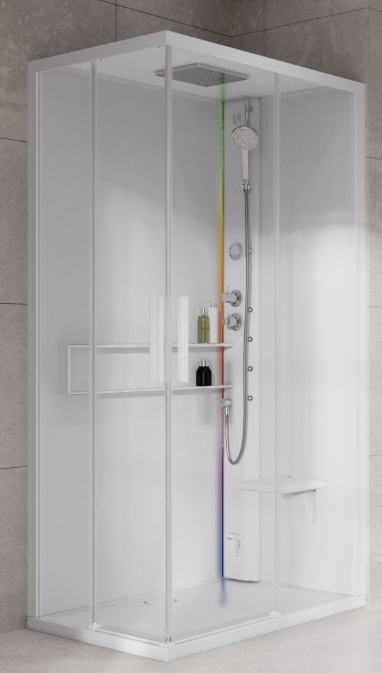 Novellini Glax 2 2.0 A kabina z hydromasażem 100x70 cm prawa parowa z brodzikiem total biała G22A107DT5-1UU