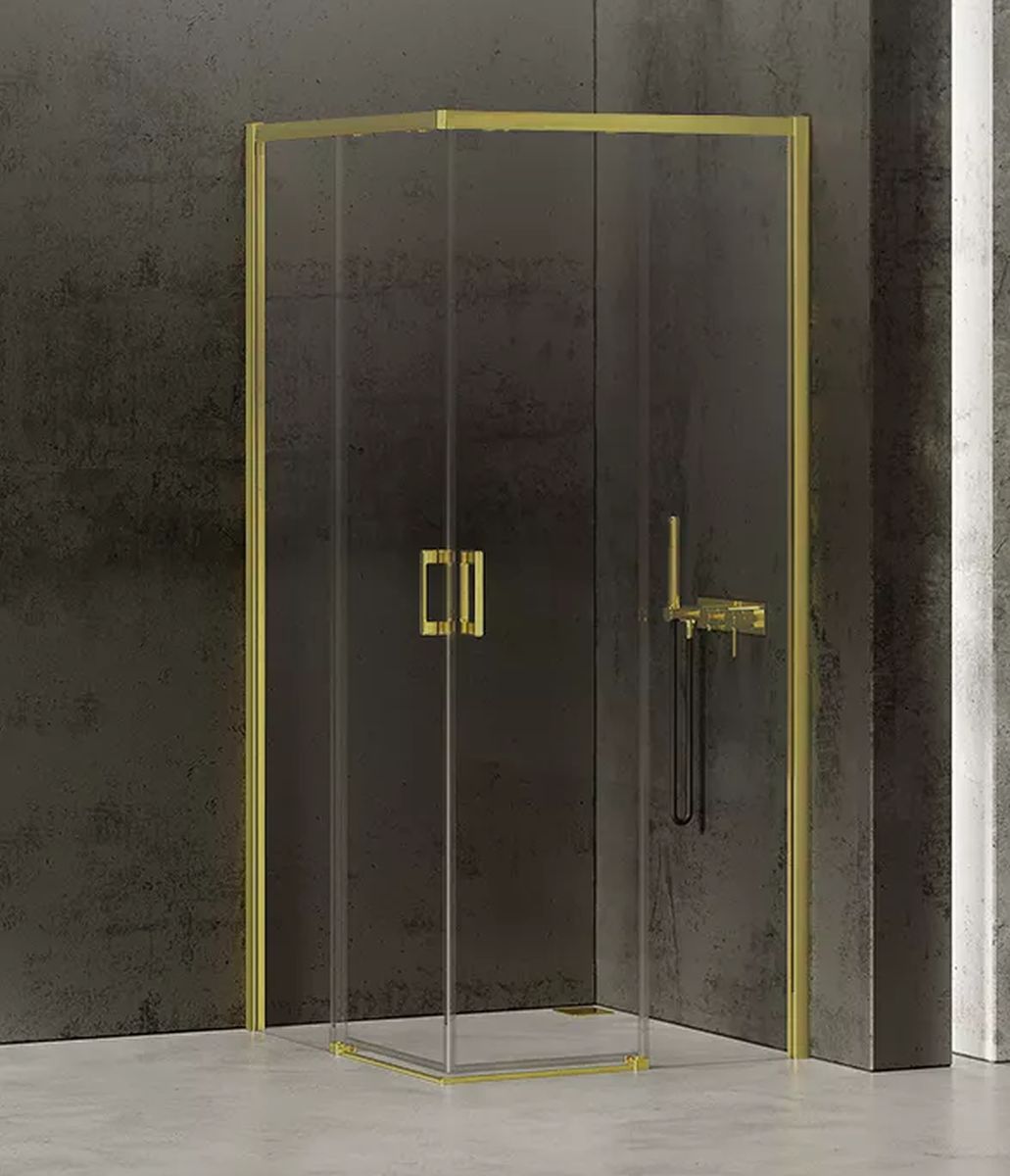 New Trendy Prime Light Gold kabina prysznicowa 90x80 cm prostokątna złoty połysk/ D-0418A/D-0417A